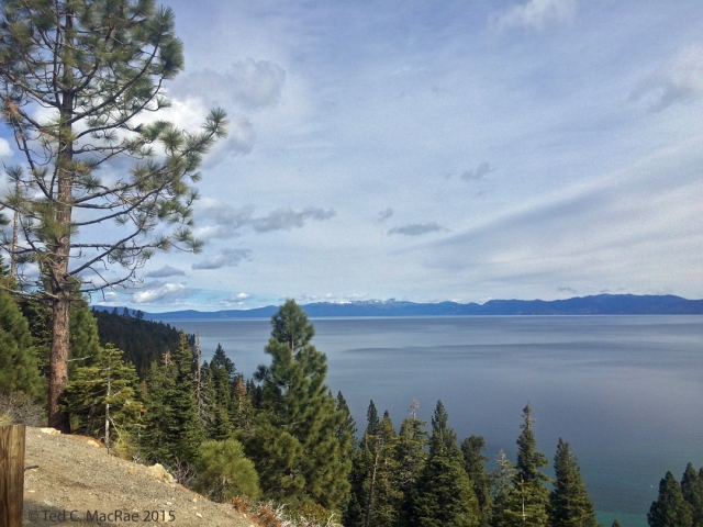 First lake view on ride. The first views of the lake after leaving S Lake Tahoe are near the base of Mt. Tallac—one of several peaks surrounding the incredible Emerald Bay. 